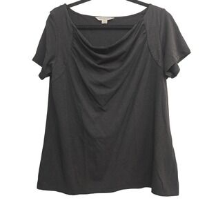 Pendleton Black Drape Neck Top XL Minimalist Workwear Office Chic Soft Blouse